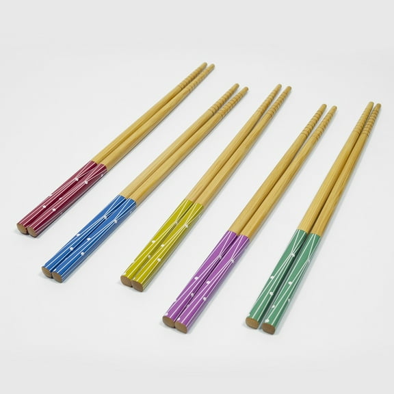 Cook Pro - 10 Pc Multicolored Stripes Bamboo Chopstick Set