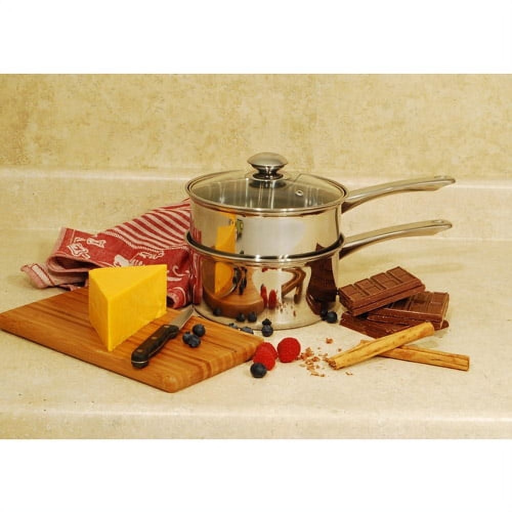 Stainless Steel 2.5 Quart Double Boiler with Glass Lid