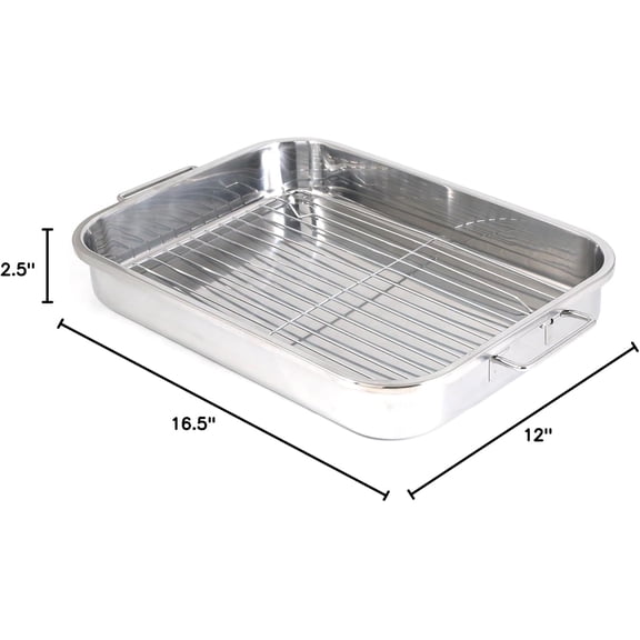 Cook Pro 4-Piece All-in-1 Lasagna and Roasting Pan Set Stainless Steel