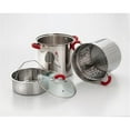 thumbnail image 1 of Cook Pro 525, 8 Qt Multifunction Stainless Steel Pasta Cooker with Encapsulated Base, Vented Glass Lid, and Red Riveted Silicone Covered Handles, 1 of 8