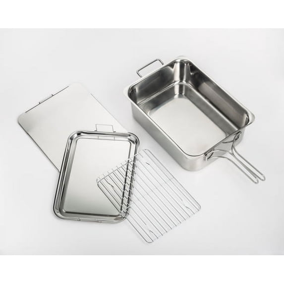 Cook Pro 584 Stainless Steel Wood Stovetop Smoker with Foldable Handles and Multi-Purpose Use