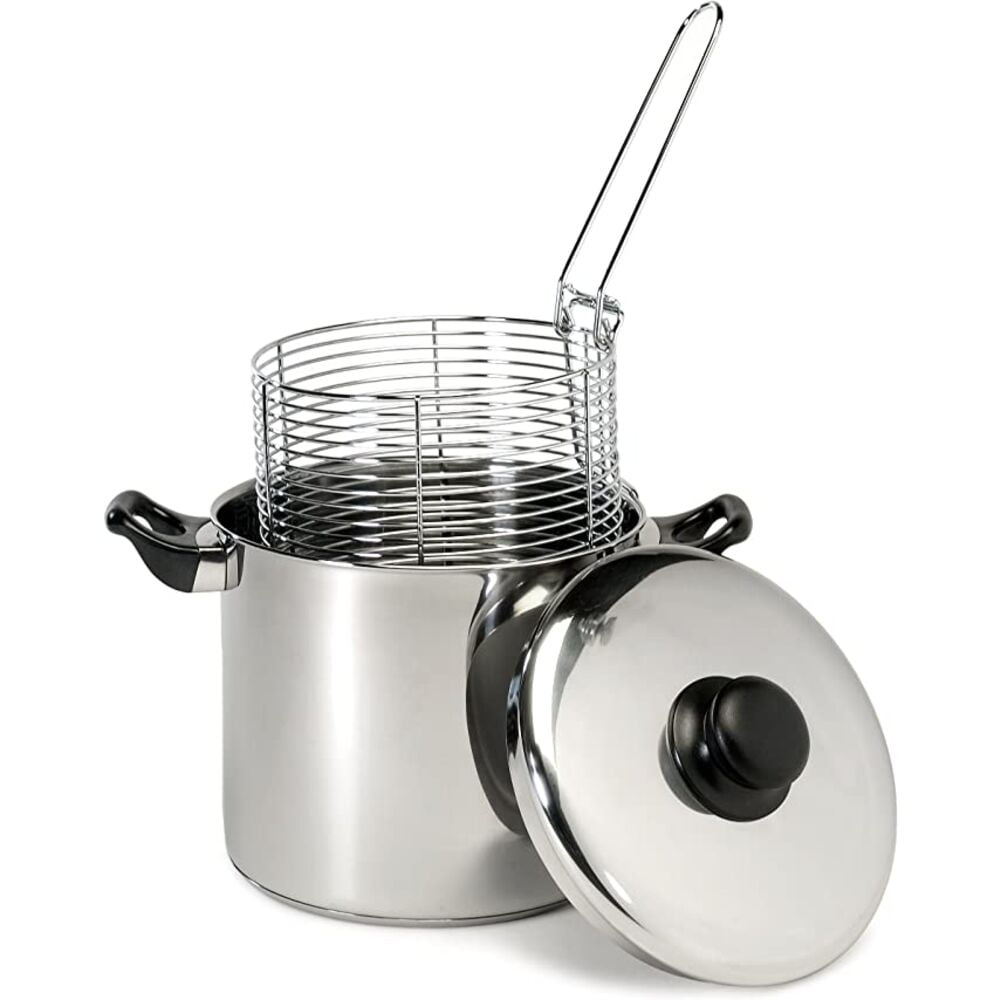  USHOBE Fryer Pot with Basket Stainless Steel Deep Fryer Pot  Small Deep Oil Fryer Milk Pan Food Cooking Pot with Handle for Tempura  Chips Fries Fish Chicken: Home & Kitchen
