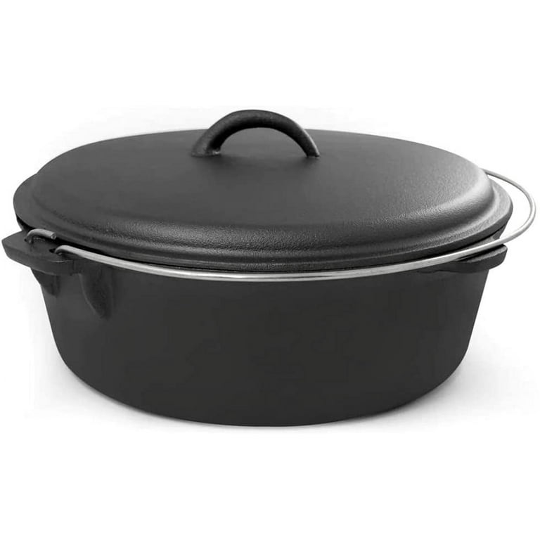 KitchenAid Seasoned Cast Iron 6 qt. Round Cast Iron Dutch Oven in Black  with Lid 48396 - The Home Depot