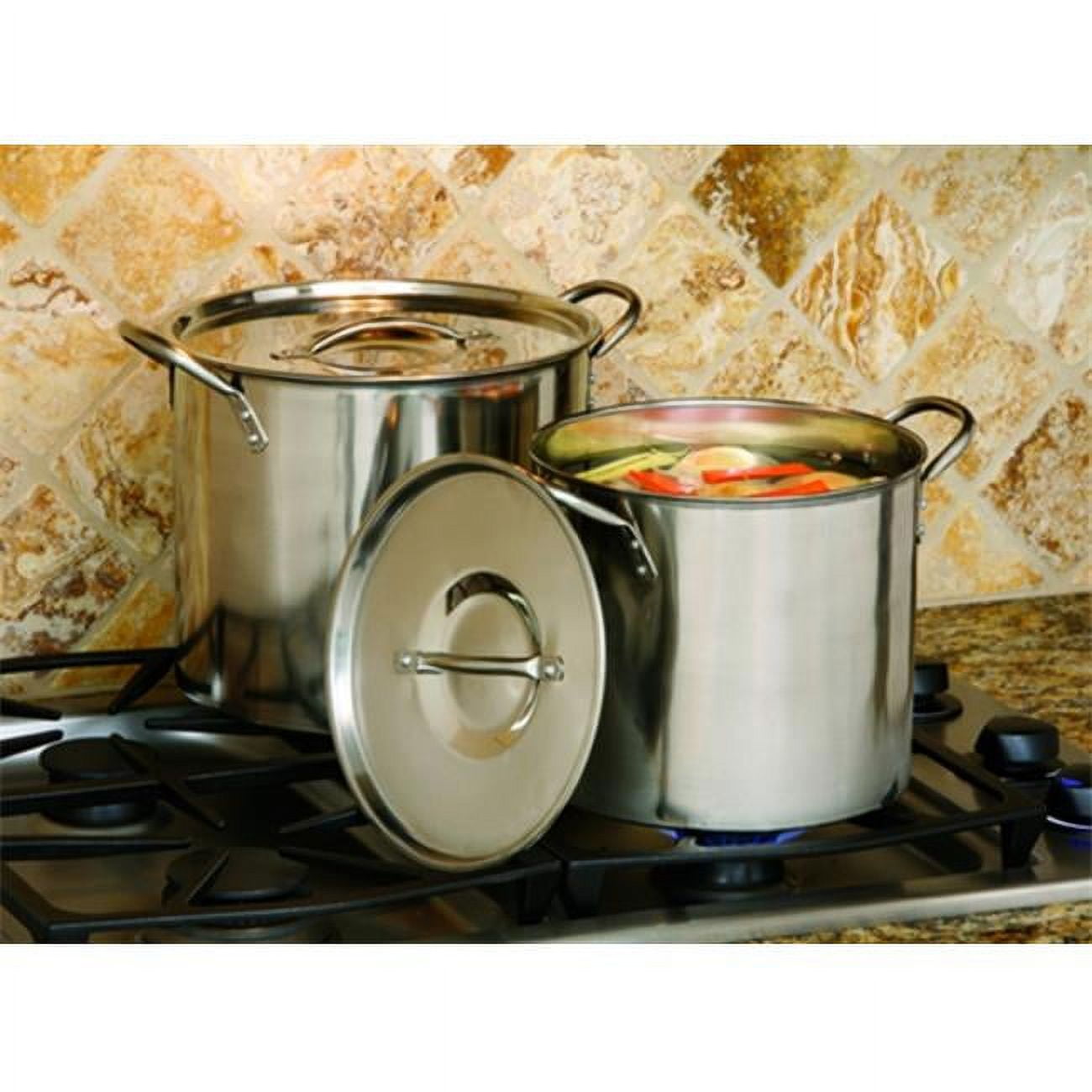 Stainless Steel Mirror Polished Stock Pot Set with Lids, 8 & 12 Quart
