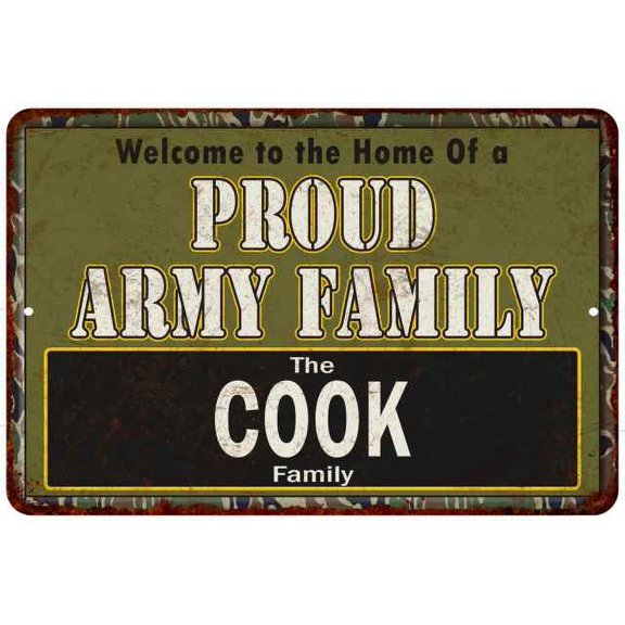 Cook Proud Army Family Sign Gift 8x12 Metal Sign 108120023060