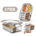 thumbnail image 1 of Cook With Color 2-Pack 4-Compartment Mini Snackle Box, Charcuterie and Snack Container, Divided Serving Tray with Lids, Dishwasher Safe, Taupe, 1 of 10