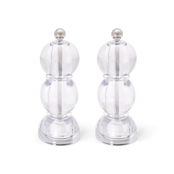 Cook with Color Salt & Pepper Grinder Set, 2-Pack Manual Mills, Clear