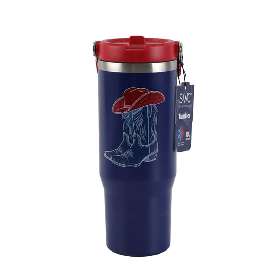 Cook with Color 30 oz Cowboy Boot Stainless Steel Insulated Tumbler with Handle and Lid