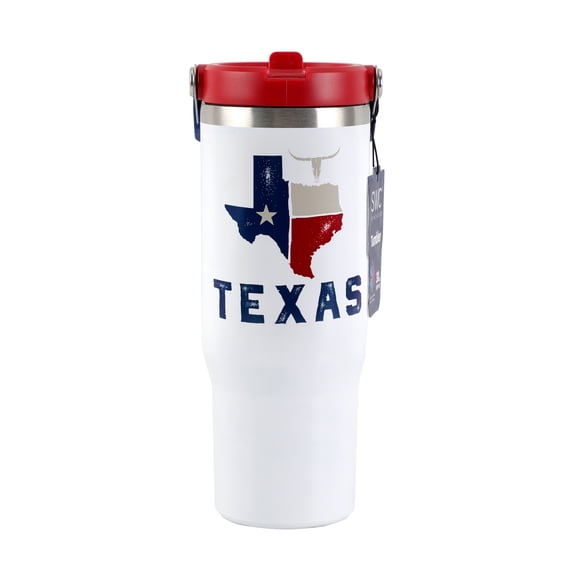 Cook With Color 30oz Texas Longhorn Stainless Steel Tumbler – Insulated Travel Mug with Handle & Lid