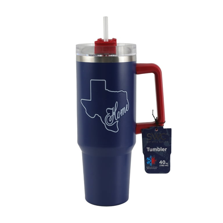 Campus Colors 40 Oz Travel Tumbler With Handle – Vacuum Insulated Stainless Steel, Syracuse Orange Navy