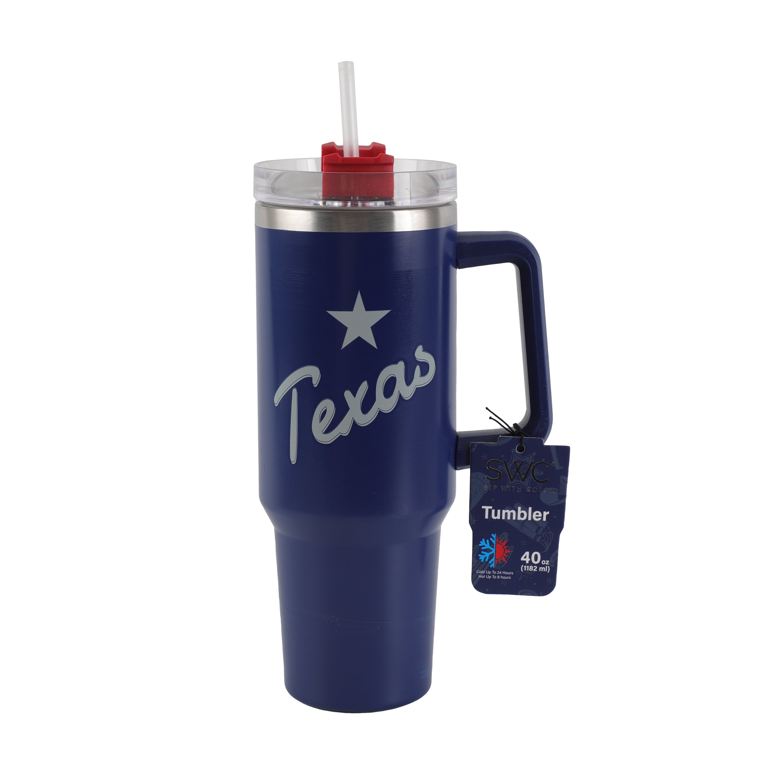 Cook With Color 40oz Texas Star Stainless Steel Tumbler – Insulated Travel Mug with Handle & Lid