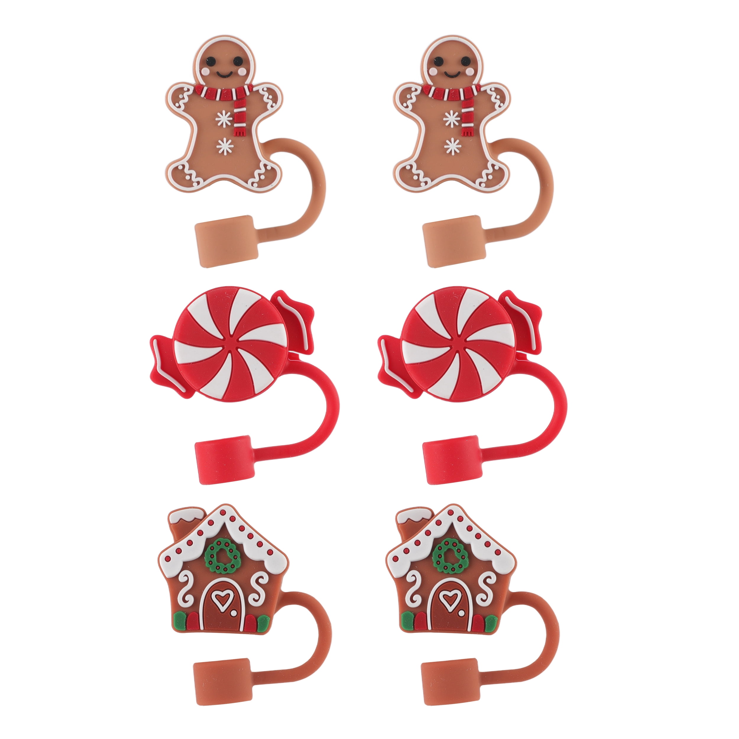 Cook With Color 6-Piece Silicone Holiday Straw Toppers – Gingerbread ...