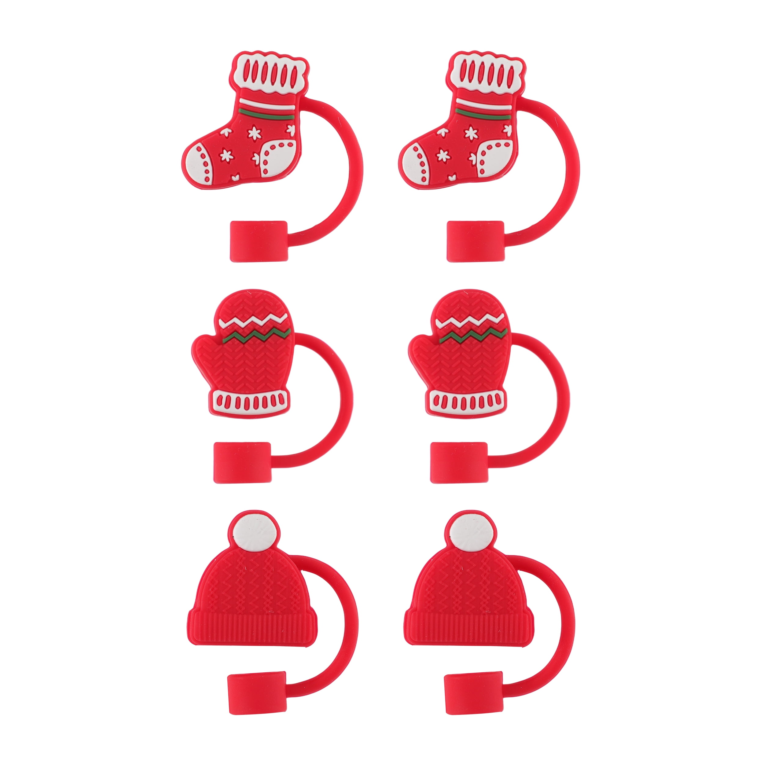 Cook With Color 6-Piece Silicone Holiday Straw Toppers – Stocking