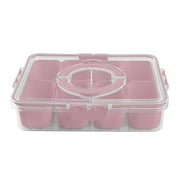 Cook With Color 8-Compartment Snackle Box, Charcuterie Container, Divided Serving Tray with Lid & Handle, Pink