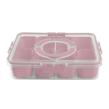 Cook With Color 8-Compartment Snackle Box, Charcuterie Container, Divided Serving Tray with Lid & Handle, Pink