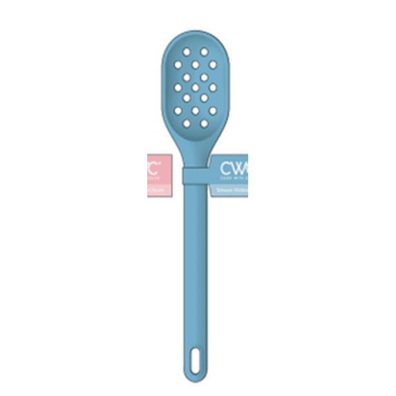 Cook With Color 12-Inch Silicone Slotted Spoon - Heat Resistant & Dishwasher Safe, Blue