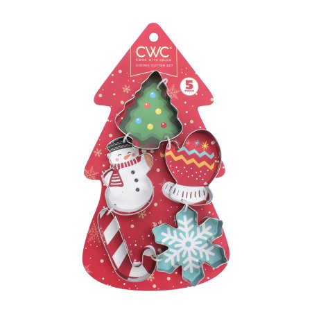 Cook With Color Stainless Steel Cookie Cutter, 5 Pieces, Holiday Christmas Winter Assorted Shapes, Snowflake