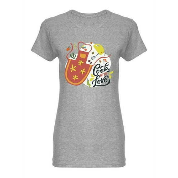 Cook With Love Design Shaped T-Shirt Women -Image by Shutterstock, Female Medium