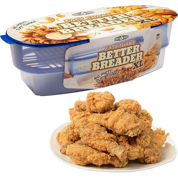 Cook's Choice XL Original Better Breader Batter Bowl- All-in-One Mess Free Breading Station Tool- Great for Parties - Pour in Seasoning, Add Meat or Vegetables of Choice, & Just Shake