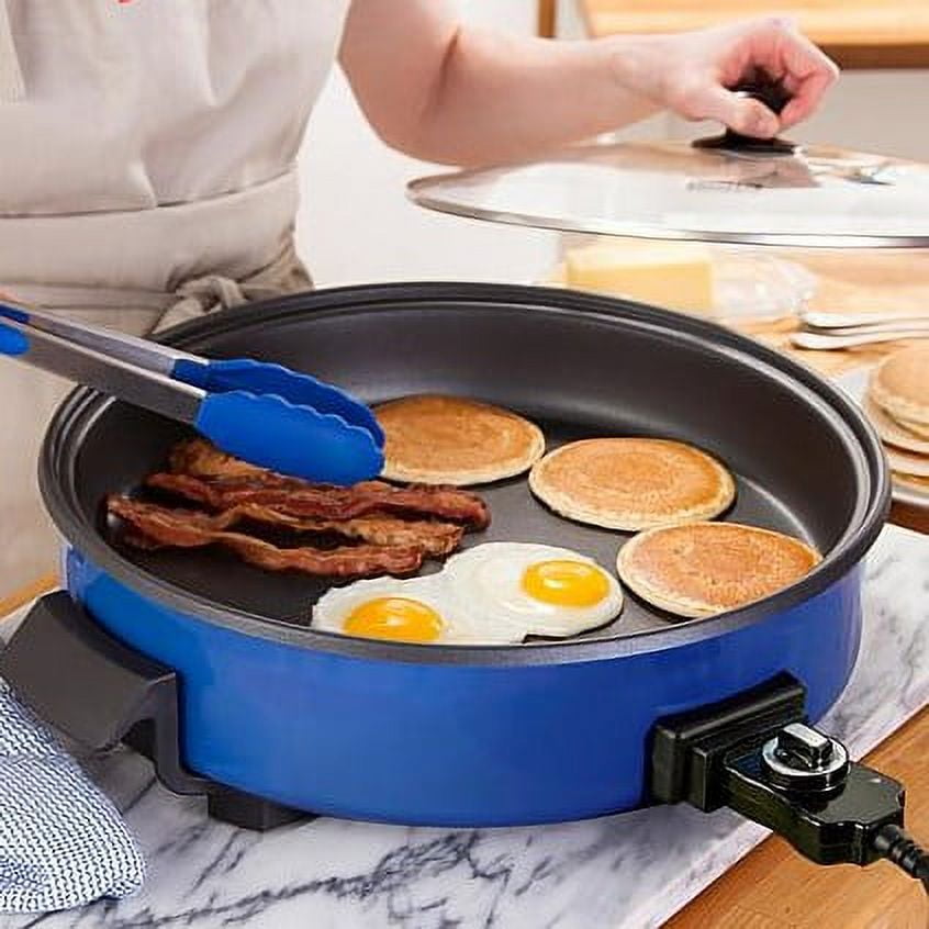 CooksEssentials Hardcoat Enamel II 14 Square Divided Skillet w/Press 