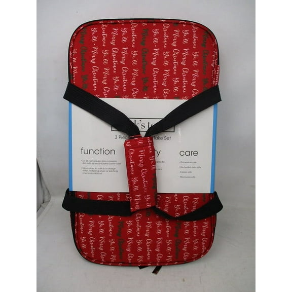 Cook's Tools 3 Piece Bake and Take Set - Red Merry Christmas Ya'll Print