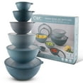 thumbnail image 1 of Cook with Color 12-Piece Mixing Bowl Set with Non-Slip Silicone Base and Transparent Lids, Blue, 1 of 9