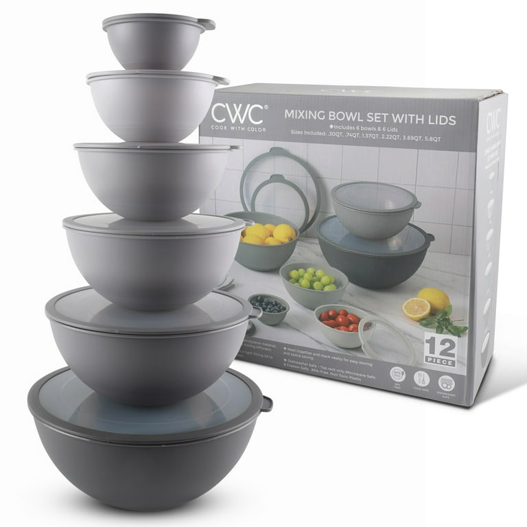 Cook with Color 12-Piece Mixing Bowl Set with Non-Slip Silicone