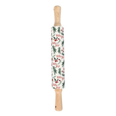 Cook with Color 16.9'' Silicone Rolling Pin – Green Holly