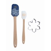 Cook with Color 3 Piece Spatula & Cookie Cutter – Blue- Merry Christmas