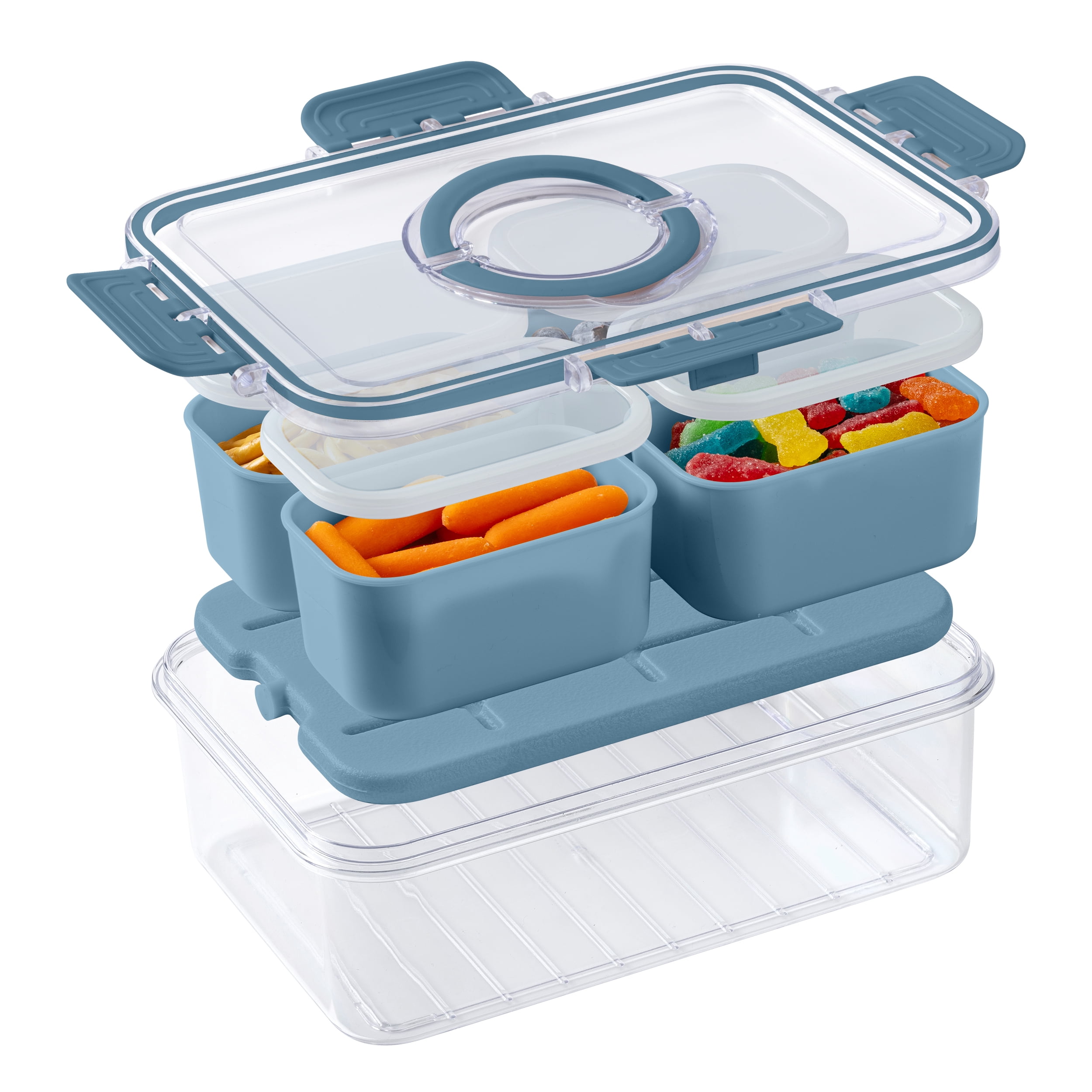 Cook with Color 4-Compartment Portable Snack Box with Removable Ice Pack