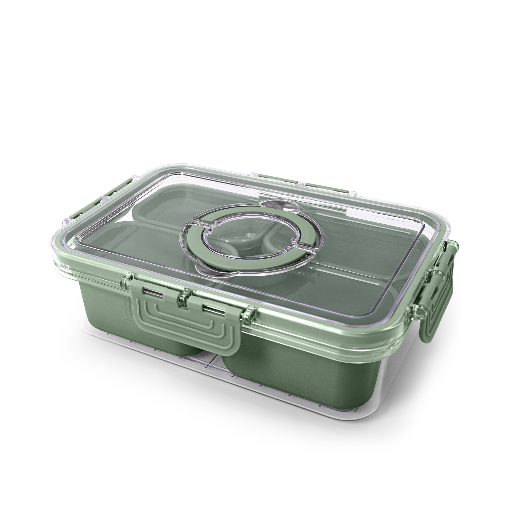 Cook With Color 4-Compartment Food Storage with Ice Pack, Portable, Sage