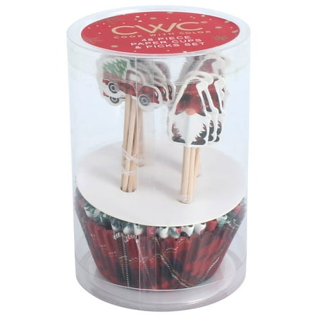 product image of Cook with Color 48 Piece Red Plaid Disposable Cups and Picks