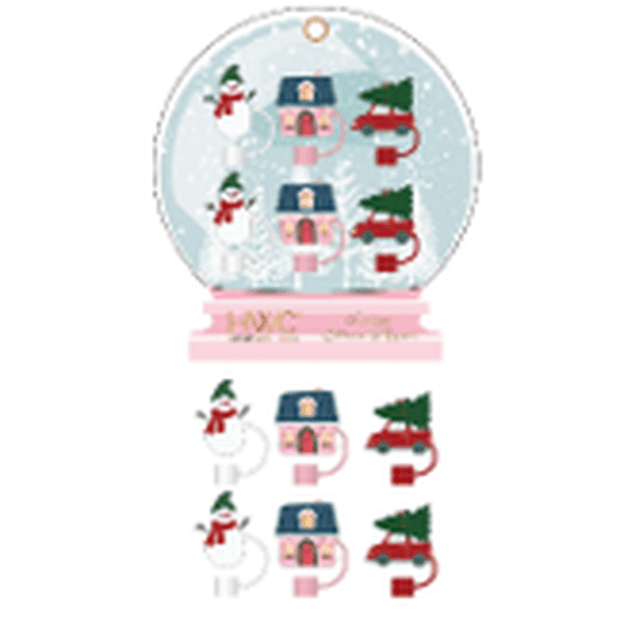 Cook with Color 6-Piece Reusable Silicone Holiday Straw Topper Set ...