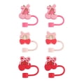Cook with Color 6 Piece Silicone Valentine’s Day Straw Topper Set ...