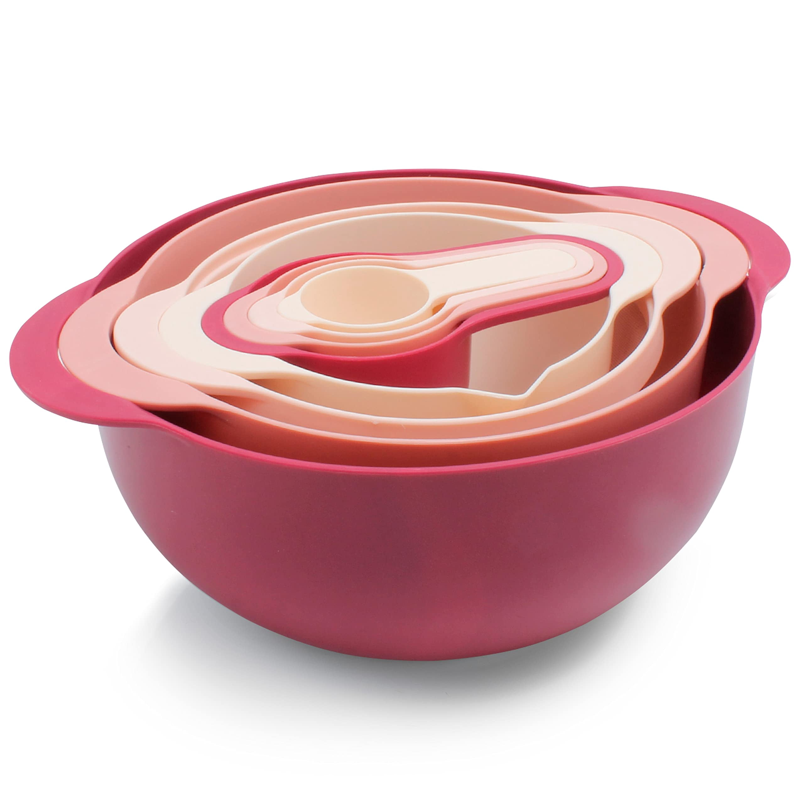 Good Cook Nesting Tools Cook with Color 8 Piece Nesting Bowls with Measuring Cups Colander and ...