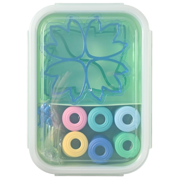 Cook with Color 20-Piece Kids Plastic Bento Box Lunch Container Set with Sandwich Cutters, Dino