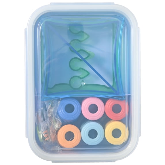 Cook with Color 20-Piece Kids Plastic Bento Box Lunch Container Set with Sandwich Cutters, Train