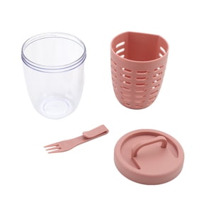 Cook with Color Berry Cup with Removable Colander and Fork, BPA-Free, Dishwasher Safe, Pink