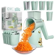 COOK WITH COLOR Cheese Grater, Rotary Cheese Grater with 5 Stainless Steel Blades, Sage