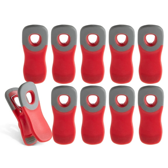 COOK WITH COLOR Chip Bag Clips with Magnets, Kitchen Accessories, 10 Pack, Red