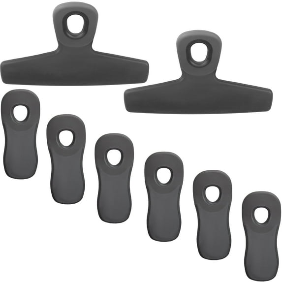 COOK WITH COLOR Chip Bag Clips with Magnets, Kitchen Accessories, 8 Pack, Gray