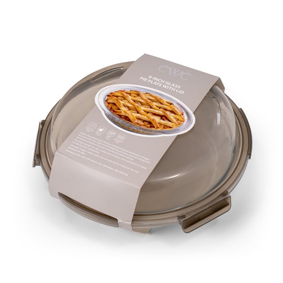 Cook with Color Glass Pie Dish with Lid, 9-inch, BPA-Free Borosilicate, Microwave & Dishwasher Safe