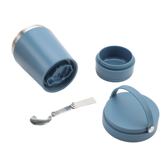 Cook with Color Insulated Ice Cream or Soup Container with Toppings Compartment and Spoon, Blue
