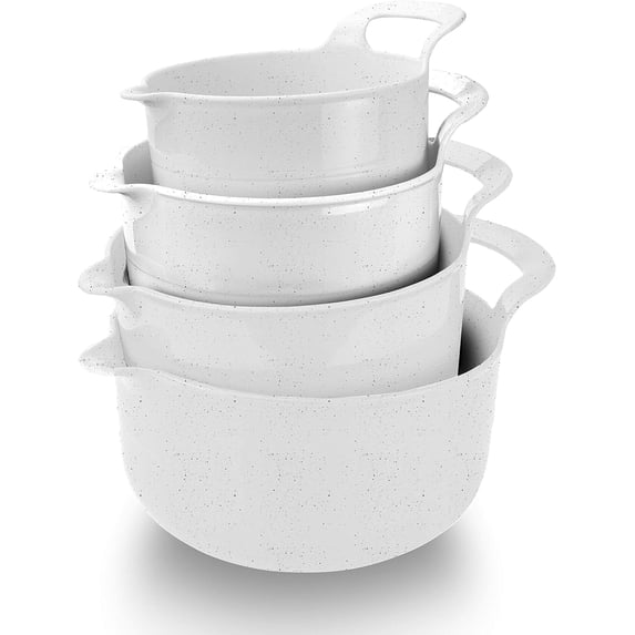 Cook with Color Mixing Bowls - 4 Piece Nesting Plastic Mixing Bowl Set with Pour Spouts and Handles
