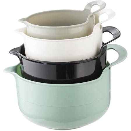 COOK WITH COLOR Mixing Bowls Set, 4-Piece Non-Slip Mixing Bowls with Pour Spouts & Handles, Mint Multicolored