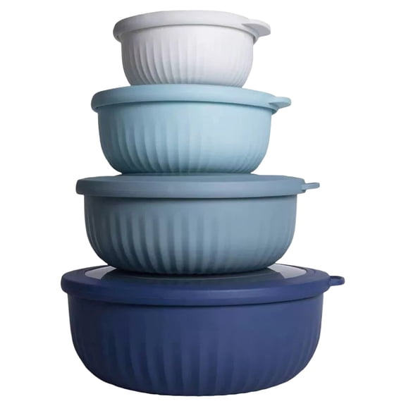 Cook with Color Mixing Bowls with Lids 4 Piece Plastic Wide And Deep Nesting Bowls Set for Kitchen & Food Storage by Kitecy