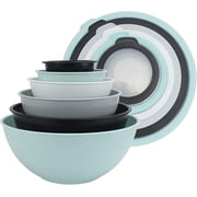 Cook with Color Mixing Bowls with TPR Lids - 12 Piece Plastic Nesting Bowls Set includes 6 Prep Bowls and 6 Lids