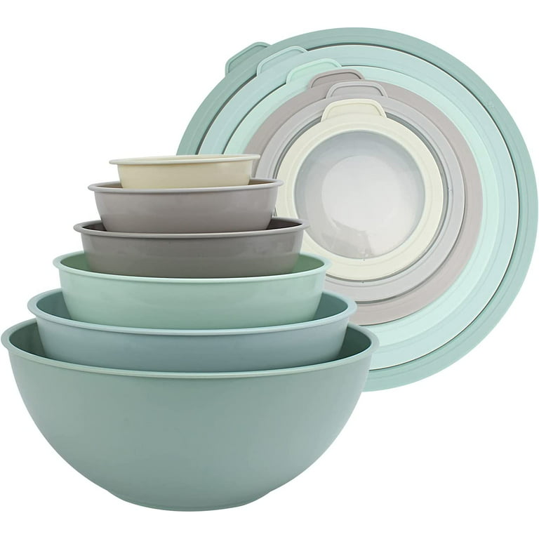 COOK WITH COLOR Prep Bowls with Lids- Wide Mixing Bowls Nesting Plastic  Small Mixing Bowl Set with Lids (Grey)