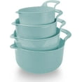 thumbnail image 1 of Cook with Color Plastic Mixing Bowl Set with Pour Spouts and Handles, 4 Piece, Speckled Mint, 1 of 9