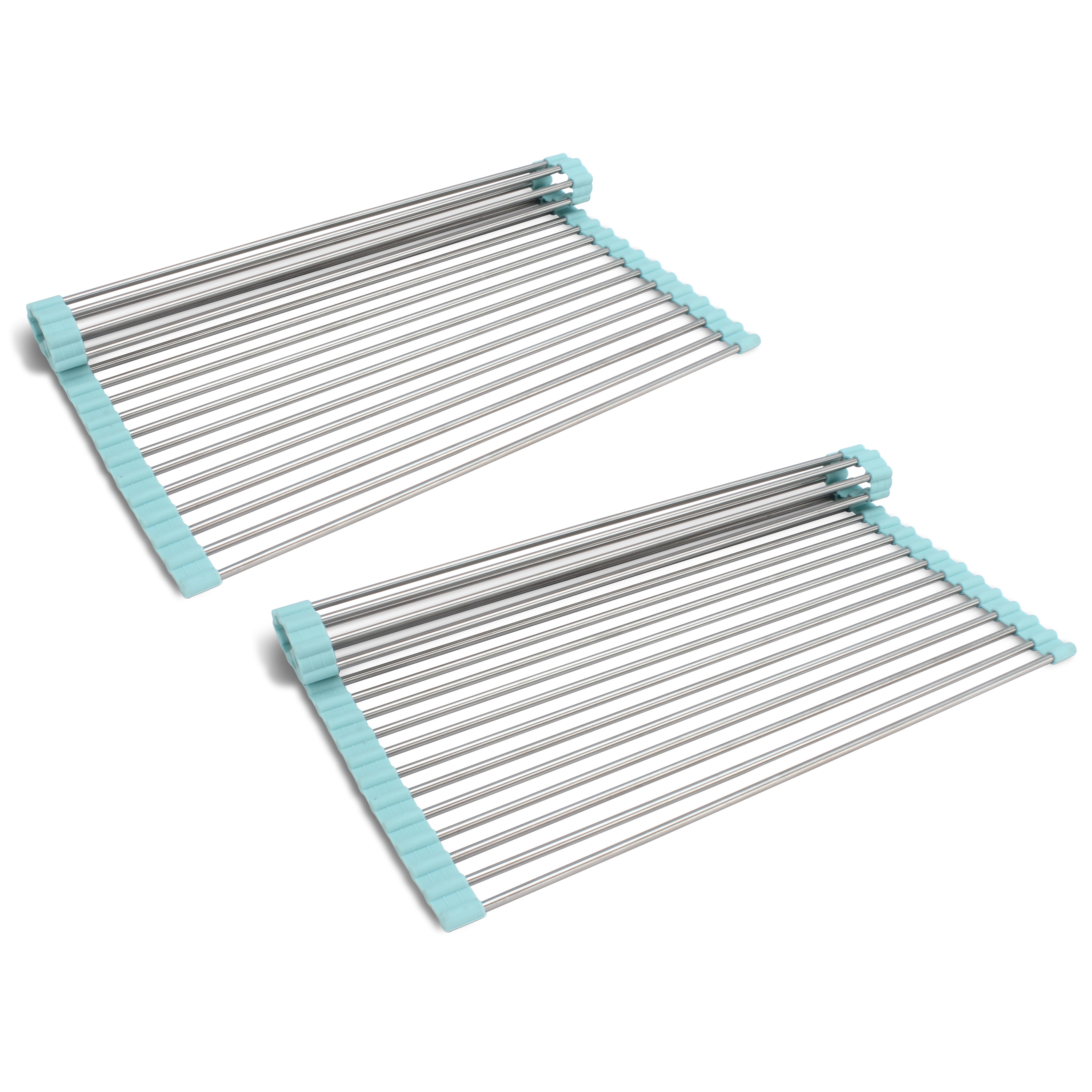 COOK WITH COLOR Roll Up Dish Rack Counter and Drying Mat, Blue 2 Pack